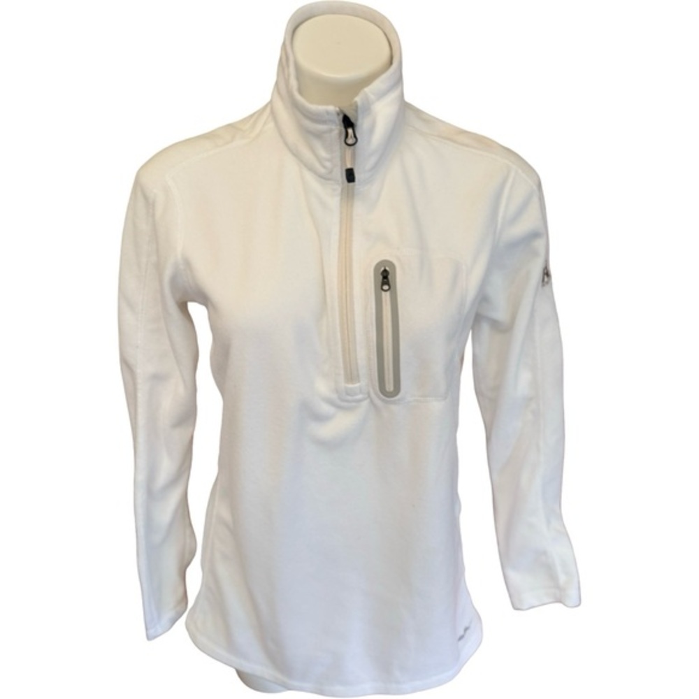 Eddie Bauer White Quarter-Zip Fleece Warm Up Pullover Sz L